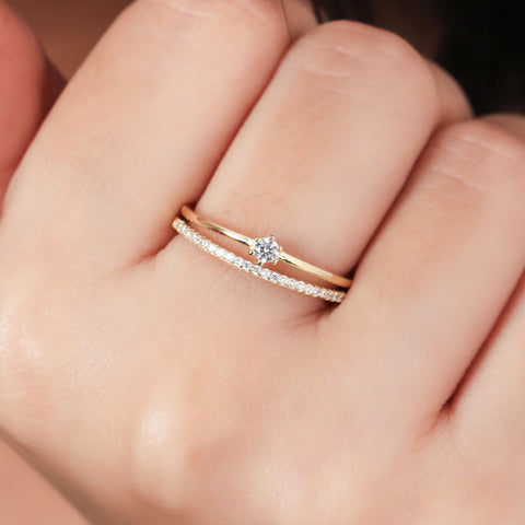 Luring Tiny Solitaire Layered Ring. - KORE JEWELS