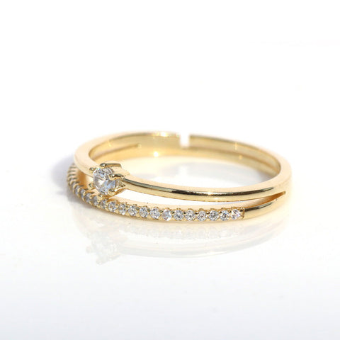 Luring Tiny Solitaire Layered Ring. - KORE JEWELS