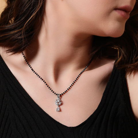 Multi-Leaf Teardrop Earrings & Mangalsutra Set. - KORE JEWELS