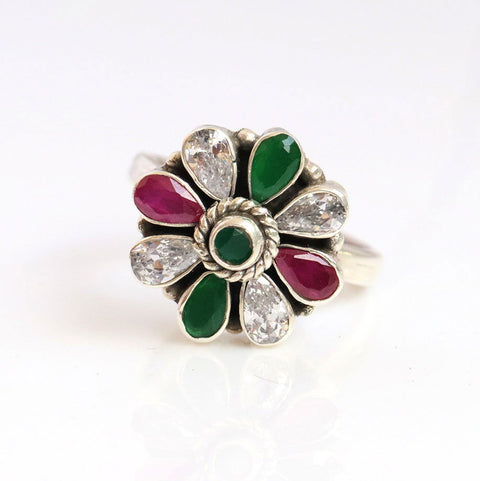 Multi-color Flower Toe Rings. - KORE JEWELS