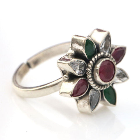 Multi-color Flower Toe Rings. - KORE JEWELS