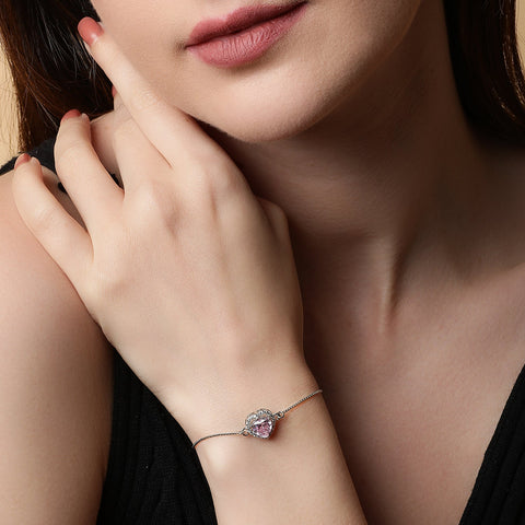 Pink Zirconia Heart Bracelet - KORE JEWELS