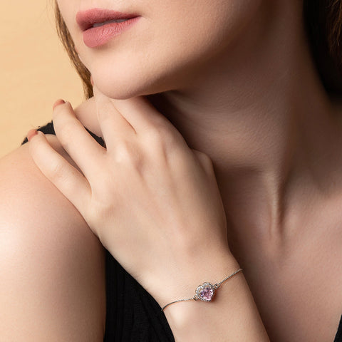 Pink Zirconia Heart Bracelet - KORE JEWELS