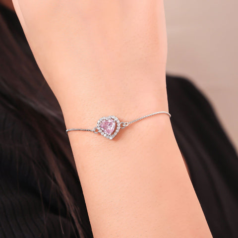 Pink Zirconia Heart Bracelet - KORE JEWELS