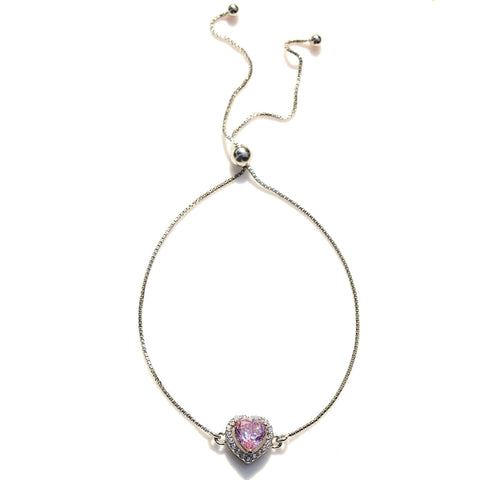Pink Zirconia Heart Bracelet - KORE JEWELS