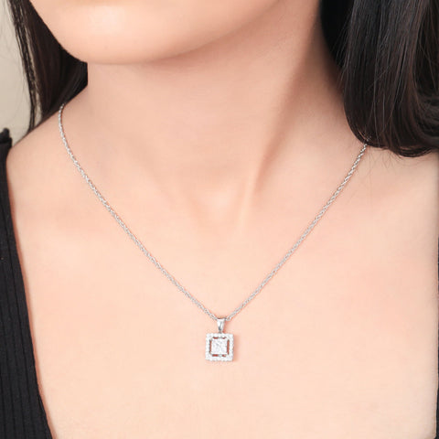 Pretty Single Halo Square Necklace - KORE JEWELS