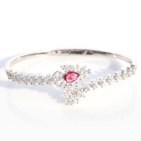 Ravishing Leaf Ruby Kada Bracelet. - KORE JEWELS