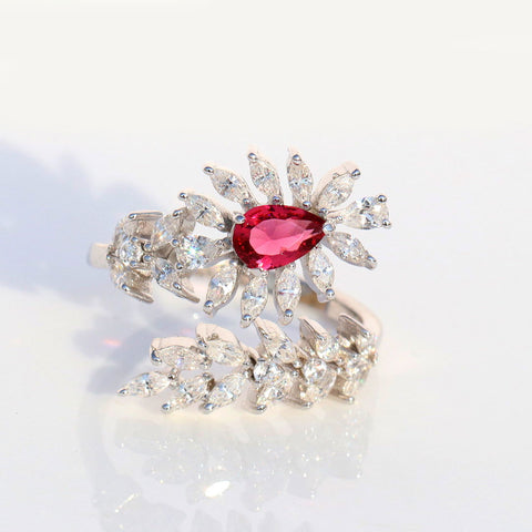 Ravishing Leaf Ruby Ring. - KORE JEWELS