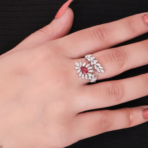 Ravishing Leaf Ruby Ring. - KORE JEWELS
