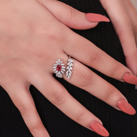 Ravishing Leaf Ruby Ring. - KORE JEWELS