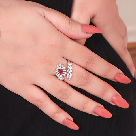 Ravishing Leaf Ruby Ring. - KORE JEWELS