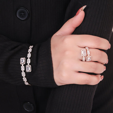 Rose Gold Ring and Kada Bracelet Combo. - KORE JEWELS