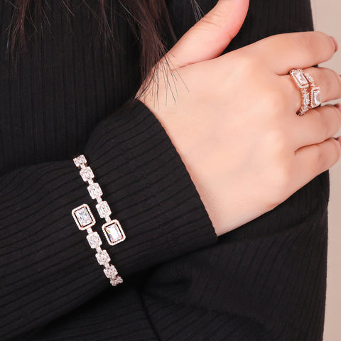 Rose Gold Ring and Kada Bracelet Combo. - KORE JEWELS
