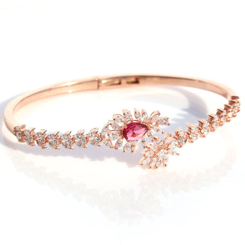 Rose Gold Ruby Kada Bracelet. - KORE JEWELS