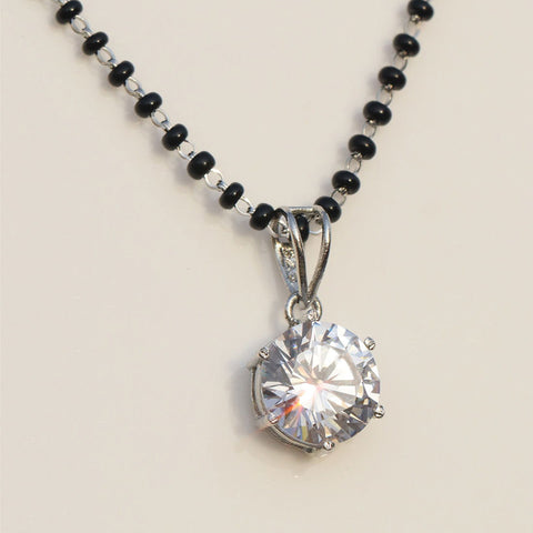 Round Solitaire Zirconia Mangalsutra. - KORE JEWELS