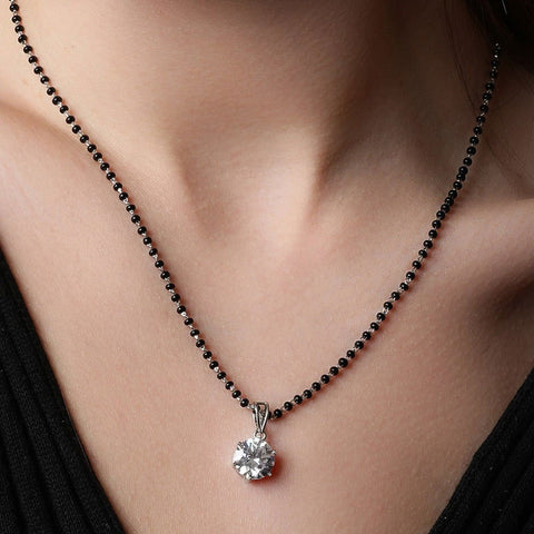 Round Solitaire Zirconia Mangalsutra. - KORE JEWELS