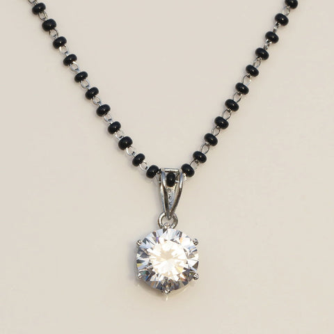 Round Solitaire Zirconia Mangalsutra. - KORE JEWELS
