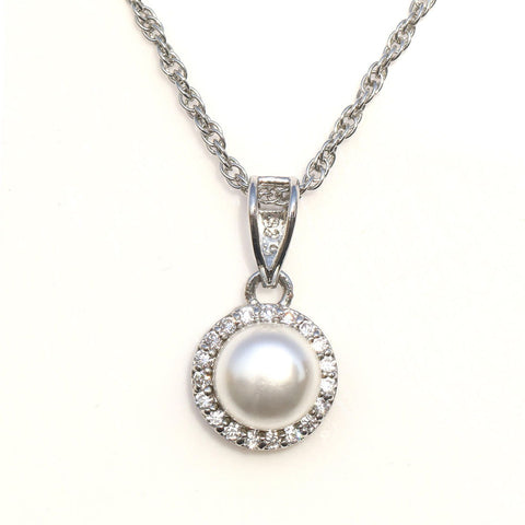 Round Zirconia and Freshwater Pearl Necklace - KORE JEWELS