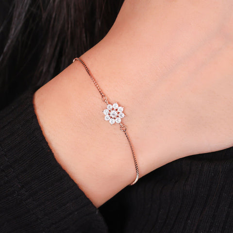 Royal Flower Rose Gold Bracelet - KORE JEWELS