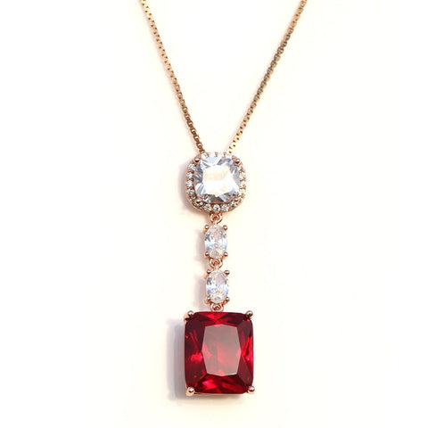 Ruby Drop Rose Gold Necklace - KORE JEWELS