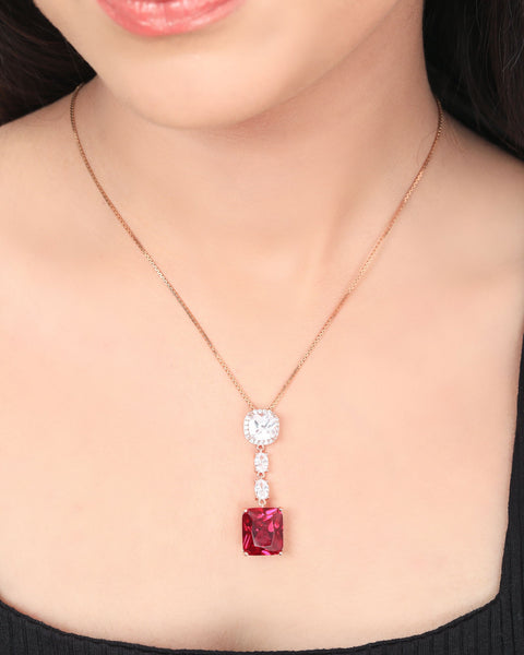Ruby Drop Rose Gold Necklace - KORE JEWELS