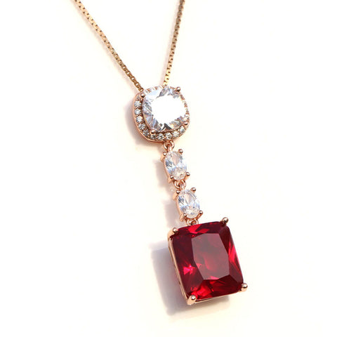 Ruby Drop Rose Gold Necklace - KORE JEWELS