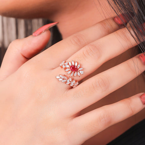 Ruby Rosegold Ring and Kada Bracelet. - KORE JEWELS