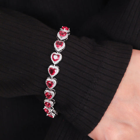 Ruby colored Heart Bracelet. - KORE JEWELS