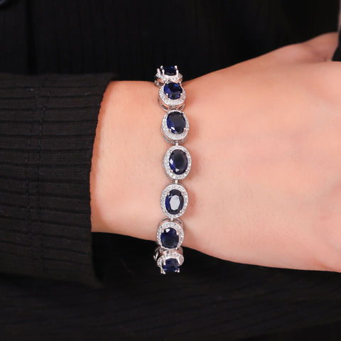 Sapphire colored Oval Bracelet. - KORE JEWELS