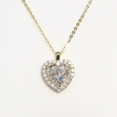 Single Halo Heart Necklace - KORE JEWELS