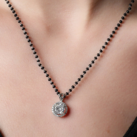 Single Halo Round Mangalsutra - KORE JEWELS