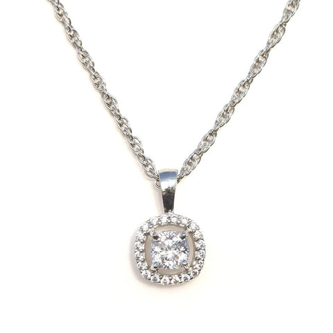 Single Halo Squircle CZ Necklace - KORE JEWELS