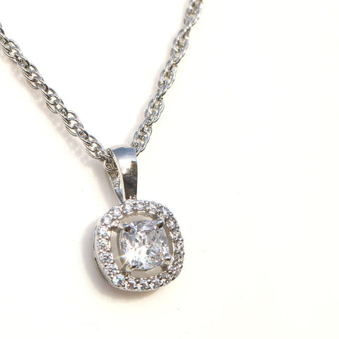 Single Halo Squircle CZ Necklace - KORE JEWELS