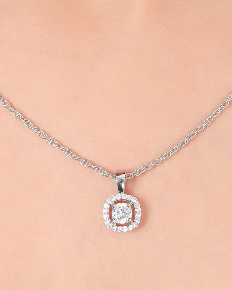 Single Halo Squircle CZ Necklace - KORE JEWELS