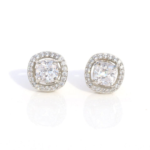 Single Halo Squircle Earings - KORE JEWELS