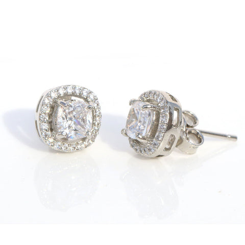 Single Halo Squircle Earings - KORE JEWELS