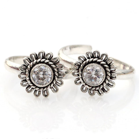 Solitaire Flower Toe Rings - KORE JEWELS