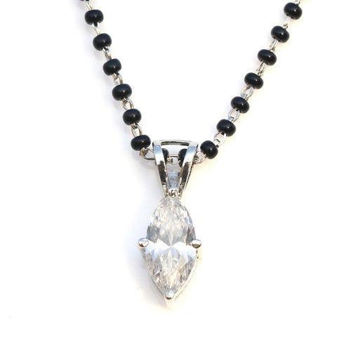 Solitaire Leaf-style Mangalsutra. - KORE JEWELS