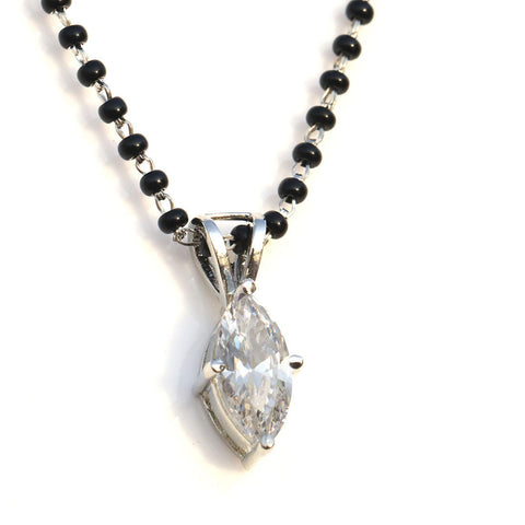 Solitaire Leaf-style Mangalsutra. - KORE JEWELS