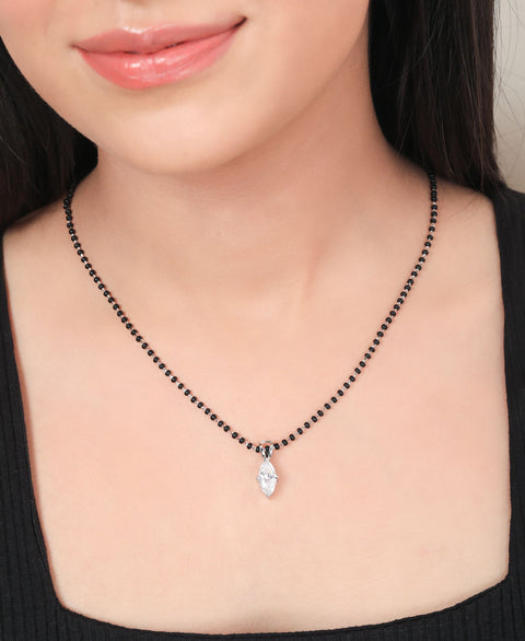 Solitaire Leaf-style Mangalsutra. - KORE JEWELS