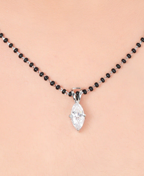 Solitaire Leaf-style Mangalsutra. - KORE JEWELS