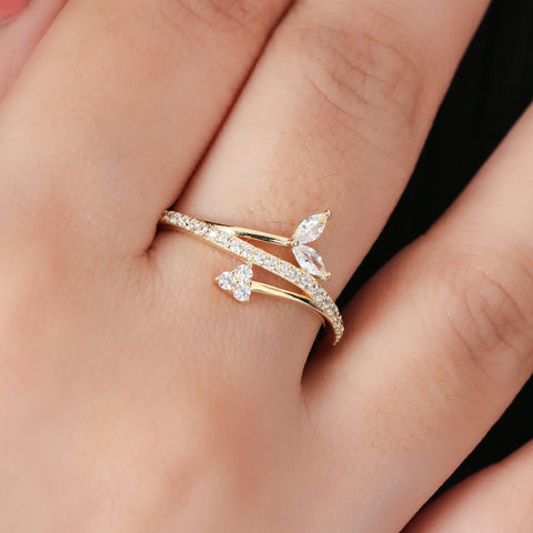 Tantalizing Leafy Love CZ Ring. - KORE JEWELS