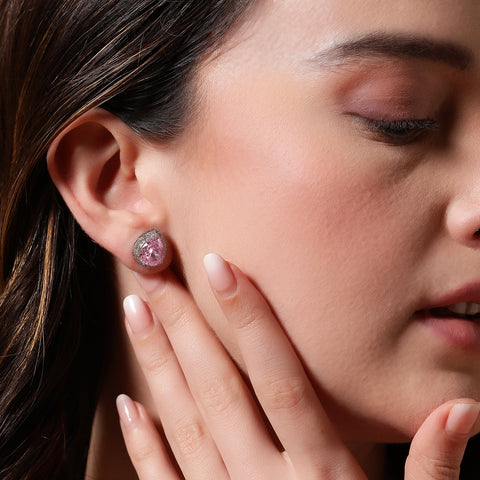 Tear Drop Light Pink Zirconia Earings - KORE JEWELS