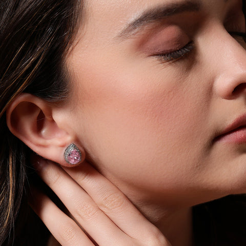 Tear Drop Light Pink Zirconia Earings - KORE JEWELS