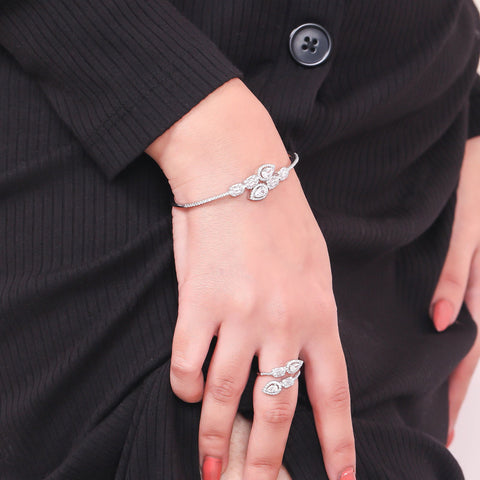 Teardrop Ring and Kada Bracelet Combo. - KORE JEWELS
