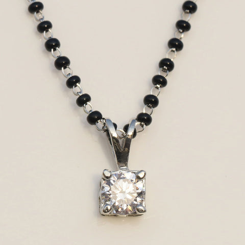 Tiny Square Solitaire Mangalsutra. - KORE JEWELS