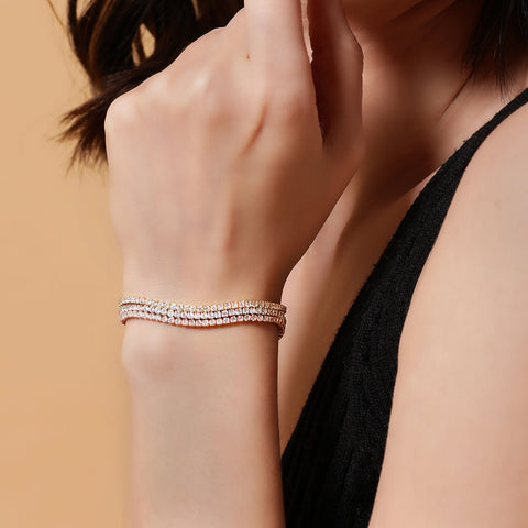 Triple Tone Tiny Square Beads Bracelet - KORE JEWELS