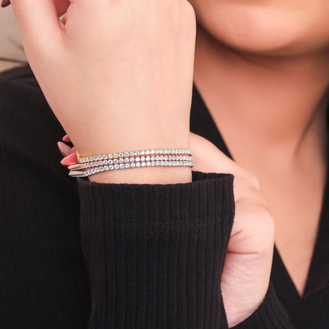 Triple Tone Tiny Square Beads Bracelet - KORE JEWELS