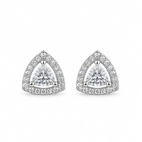 Single Halo Triangle Earings.