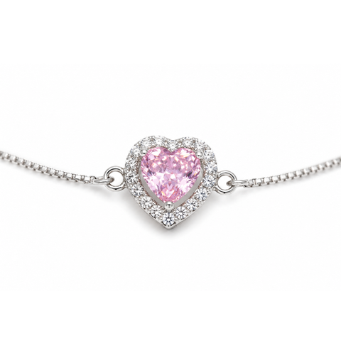 Pink Zirconia Heart Bracelet
